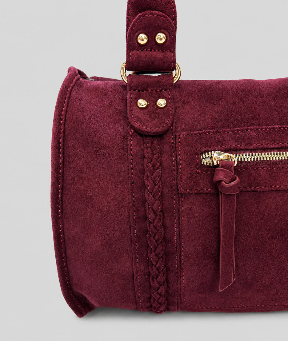 Sac effet daim Nissia bordeau avec détails tressés zoom - Carnaby