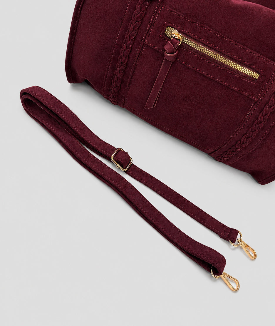 Sac effet daim Nissia bordeau détail anse - Carnaby