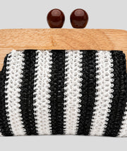 Pochette tressée Paolita à rayures blanc détail