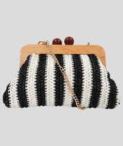 Pochette tressée Paolita à rayures blanc face