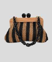 Pochette tressée Paolita à rayures noir face
