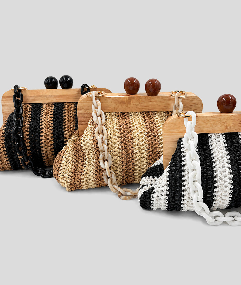 Pochette tressée Paolita à rayures tout coloris