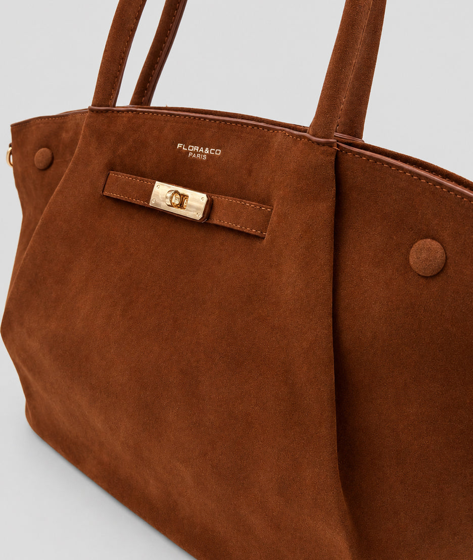 Sac cabas Suede camel en suédine avec anses — marque Carnaby