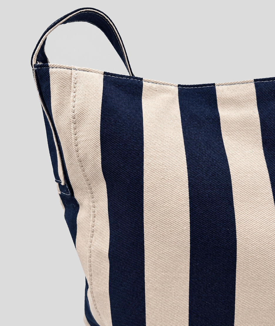 Sac cabas Winnie à rayures bleu détail