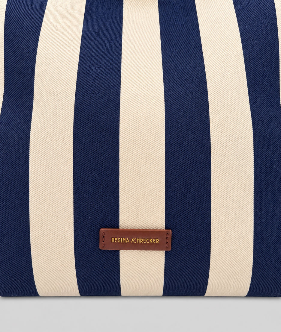 Sac cabas Winnie à rayures bleu détail