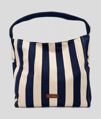 Sac cabas Winnie à rayures - marron fonce