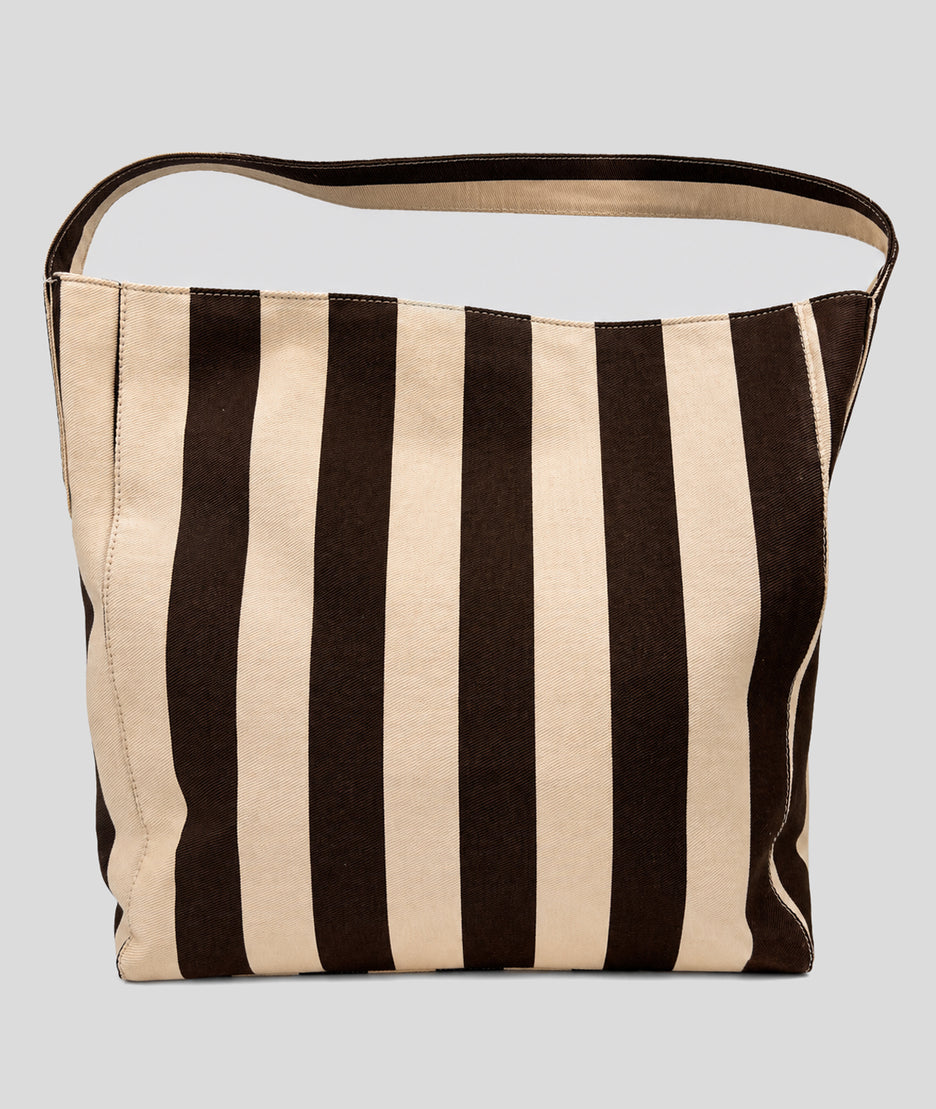 Sac cabas Winnie à rayures marron fonce dos