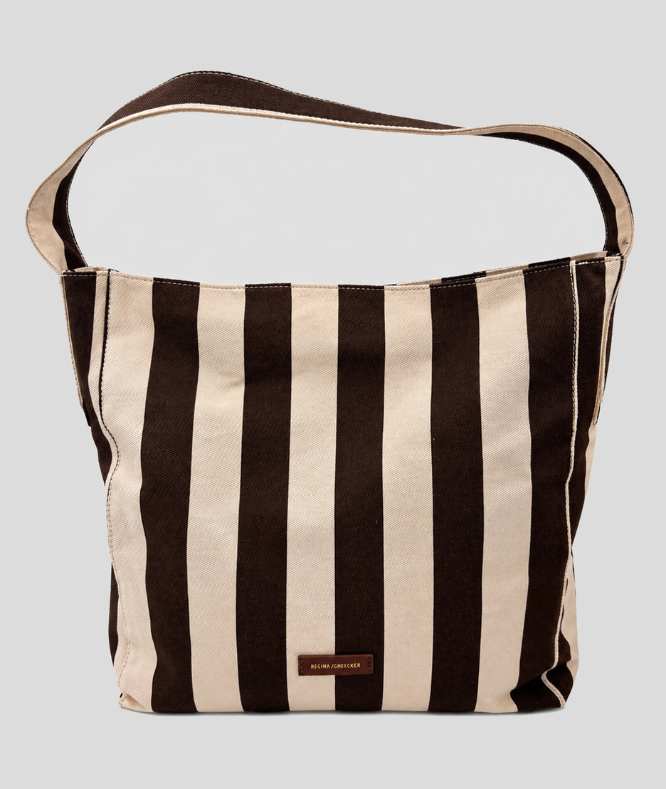 Sac cabas Winnie à rayures marron fonce face