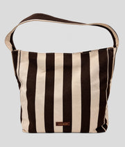 Sac cabas Winnie à rayures marron fonce face