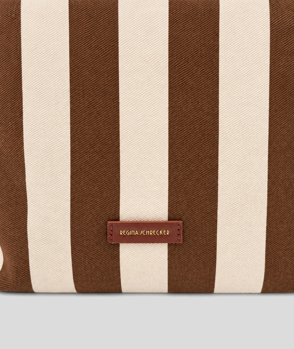 Sac cabas Winnie à rayures marron clair détail