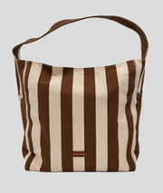 Sac cabas Winnie à rayures marron clair face