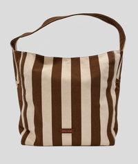 Sac cabas Winnie à rayures - marron fonce
