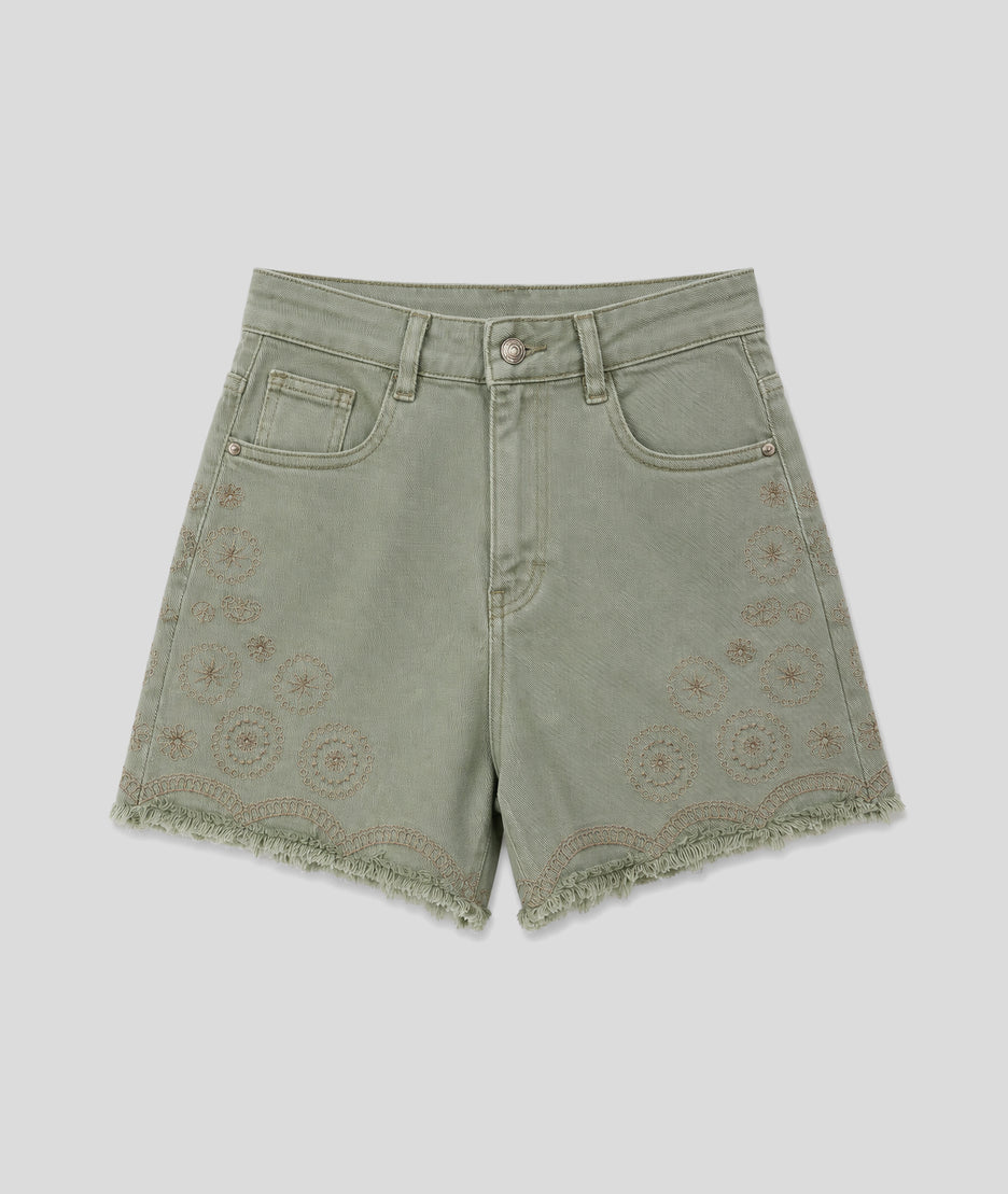 Short à broderies Brody vert face — marque Carnaby