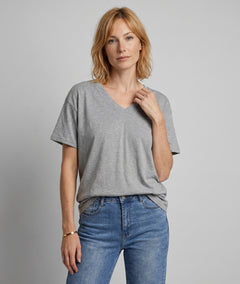 T-shirt Copine à inscription colorée gris face