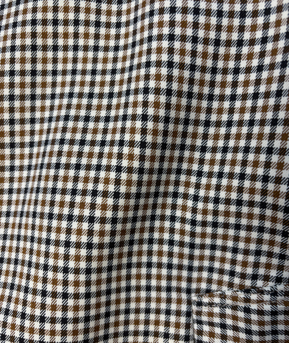 Trench long à carreaux choco femme avec fermeture boutonnée