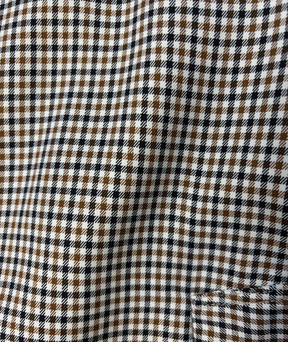 Trench long à carreaux choco femme avec fermeture boutonnée