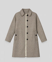 Trench long à carreaux choco femme avec fermeture boutonnée