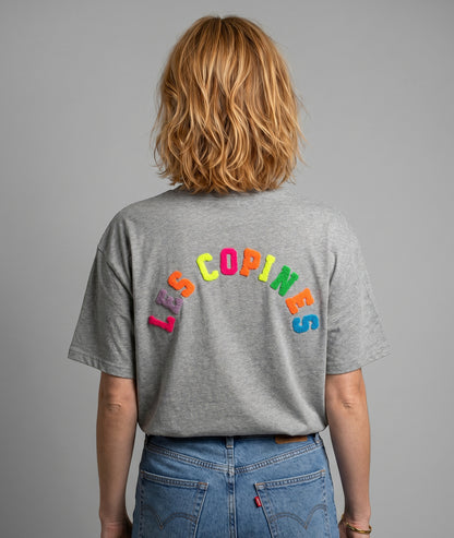 T-shirt Copine à inscription colorée gris dos