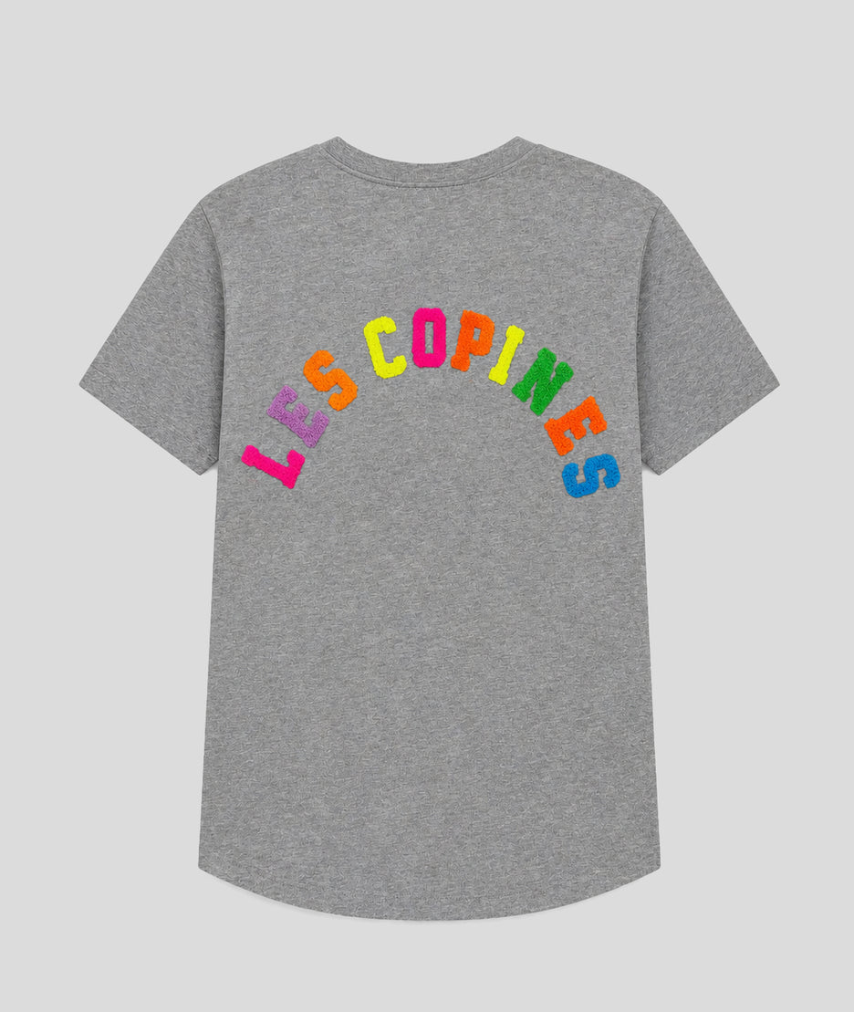 T-shirt Copine à inscription colorée gris dos