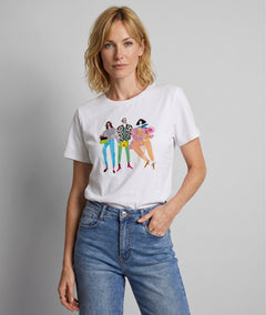 T-shirt Girls à motifs blanc face