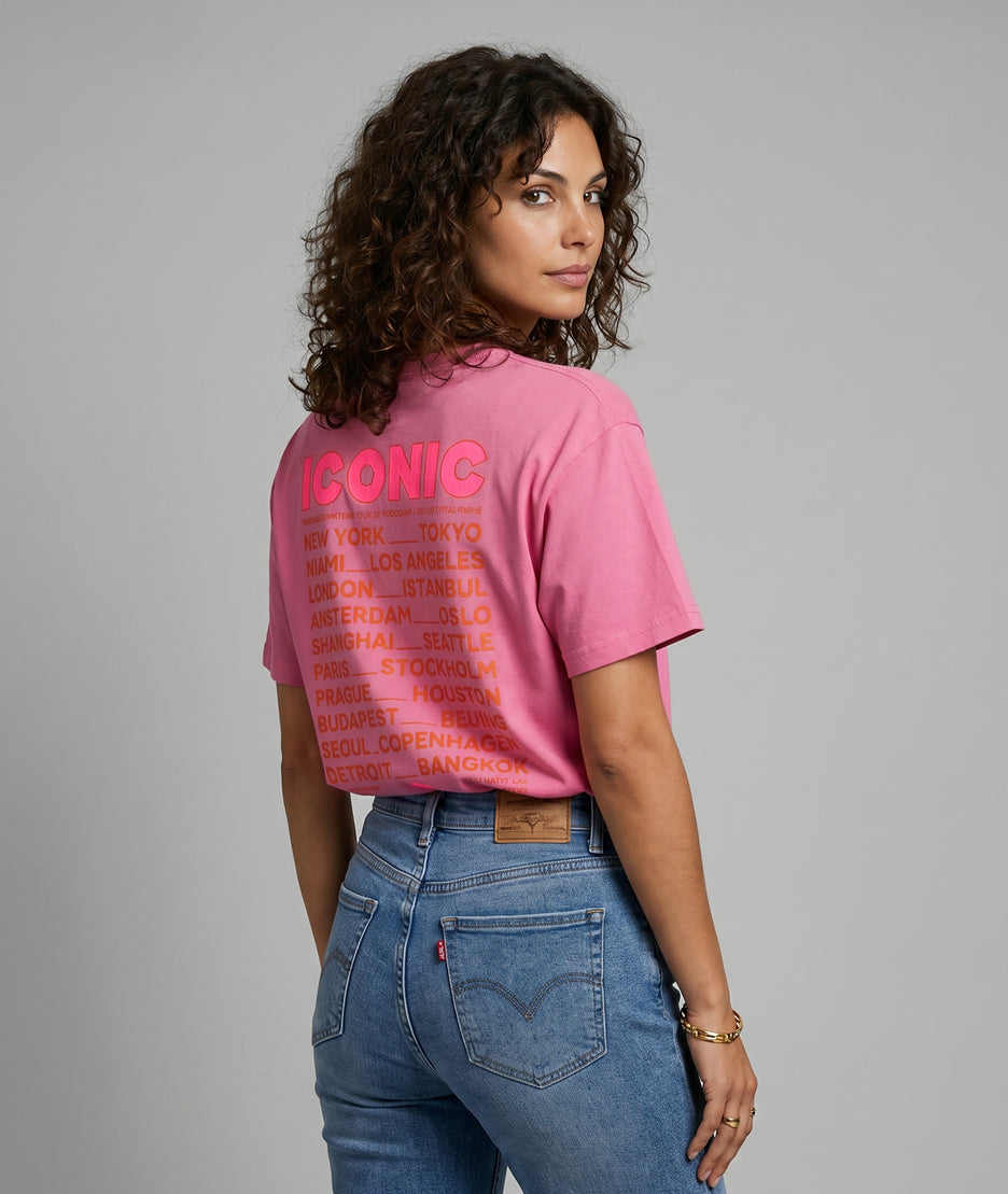 T-shirt Iconic à inscription rose dos