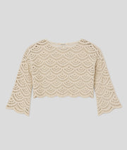 Top Ilona en maille ajourée beige dos