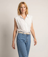 Chemise Laina sans manches broderies anglaises - blanc