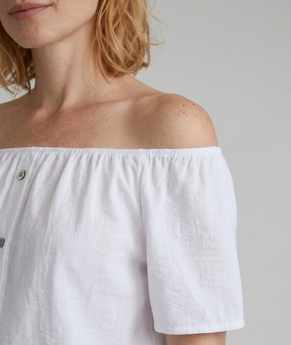 Blouse col bardeau blanc detail_epaule - Carnaby