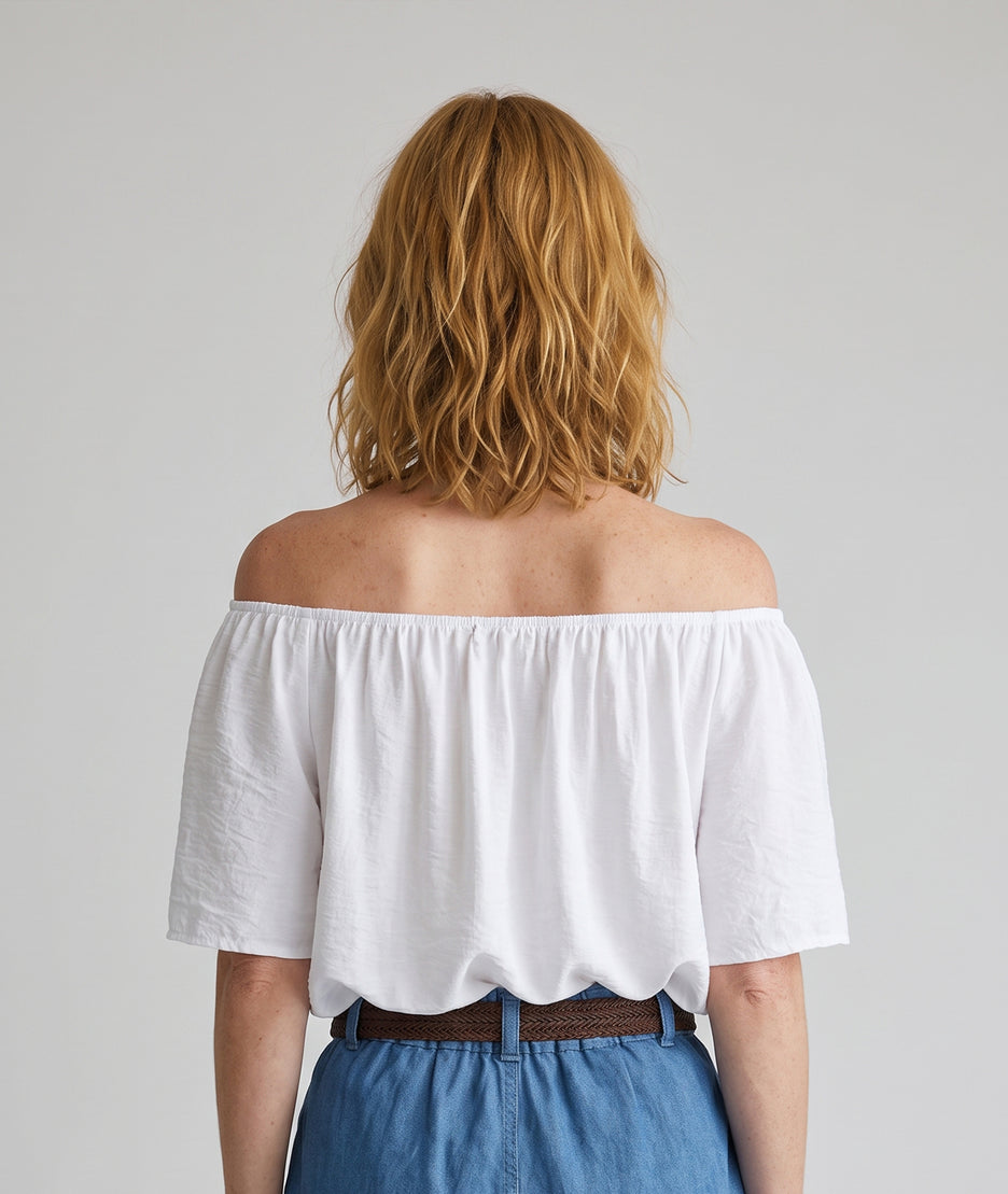 Blouse col bardeau blanc face arriere- Carnaby