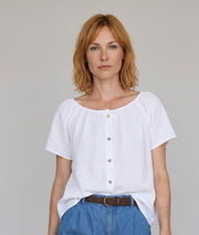 Blouse col bardeau blanc face - Carnaby