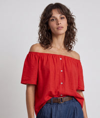 Blouse col bardeau - rouge