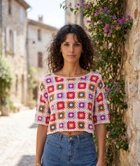 Top Luna crochet granny squares - multi