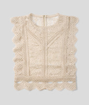 Top en dentelle avant- beige