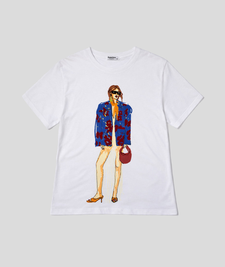 T-shirt Moda à motif femme - blanc avant