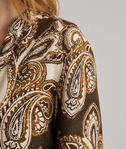Blouse femme ample Baroka choco à motif cachemire et manches longues