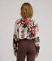 Blouse femme ample Baroka choco à motif cachemire et manches longues