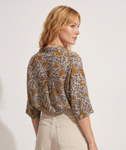 Tunique Victoria camel motif fleuri dos — marque Carnaby