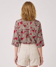 Tunique Victoria rouge motif fleuri dos — marque Carnaby