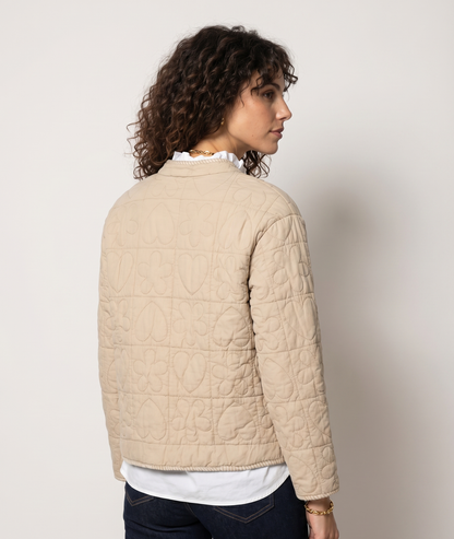 Veste Altha beige matelassée motifs cœur & fleur - beige