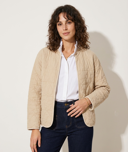 Veste Altha beige matelassée motifs cœur & fleur - beige