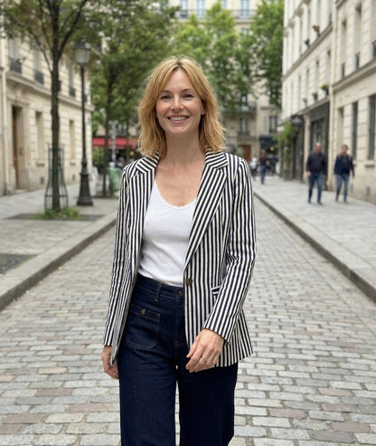 Veste Angelina blazer à rayures marine face