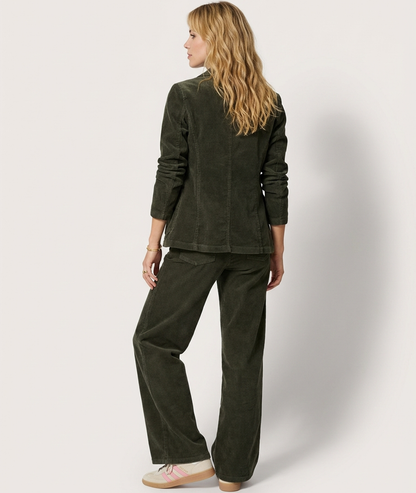 Veste Liara cintrée en velours côtelé- kaki