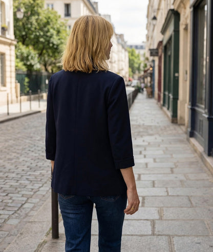 Veste blazer Lyvia manches 3/4 - marine
