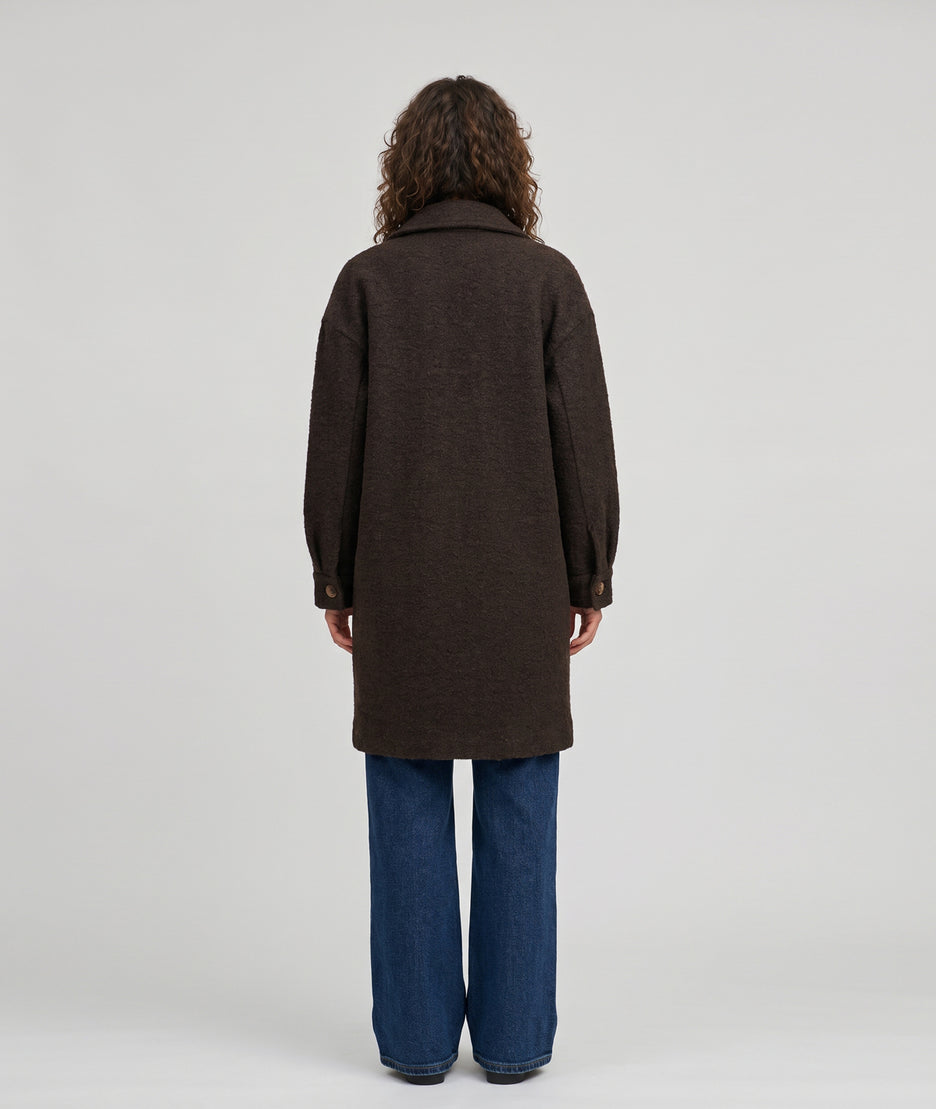Veste longue Mykonos choco avec patchs fantaisie femme