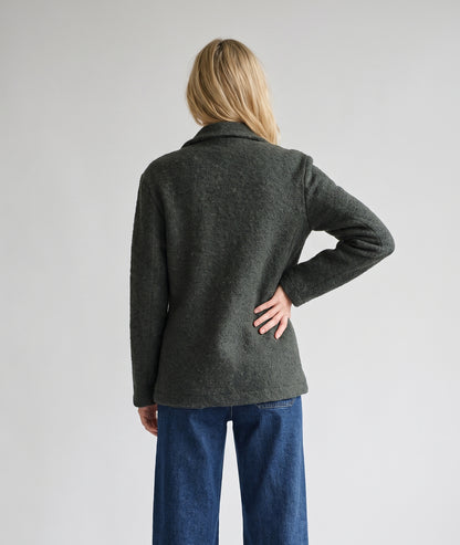 Veste blazer Narnia kaki en laine bouclée avec patchs femme