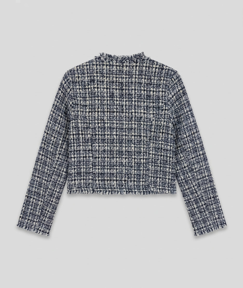 Veste Simone courte en tweed bleu dos