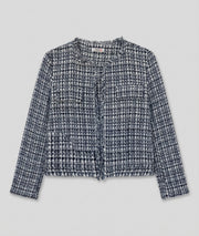 Veste Simone courte en tweed bleu face
