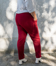 Pantalon carotte habillé Jennya bordeaux de dos