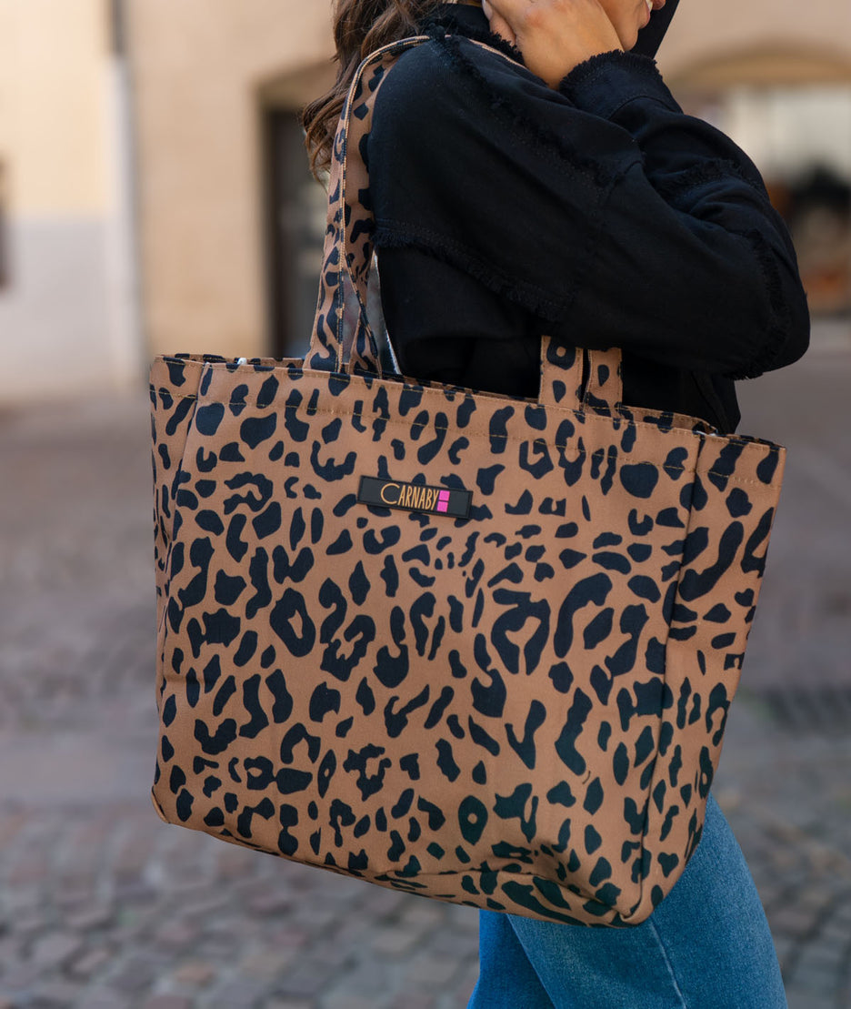 Tote Bag à imprimé léopard épaule
