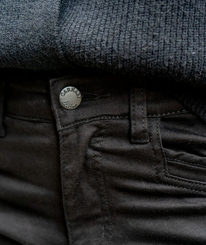 Pantalon coupe slim noir détails